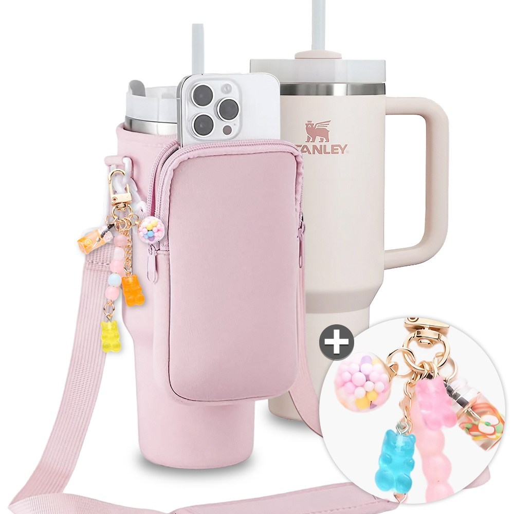 TOWOホームスタンレー互換用タンブラーバッグタンブラーバッグタンブラーポーチタンブラー飾りインディピンク1個