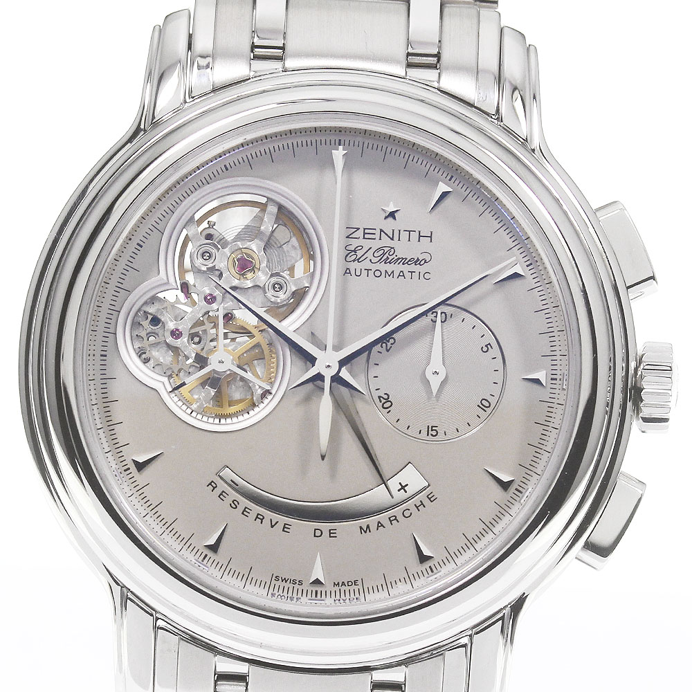 ゼニス ZENITH 03.0240.4021 クロノマスター Tオープン クロノグラフ パワーリザーブ 自動巻き メンズ 良品 _795718【中古】