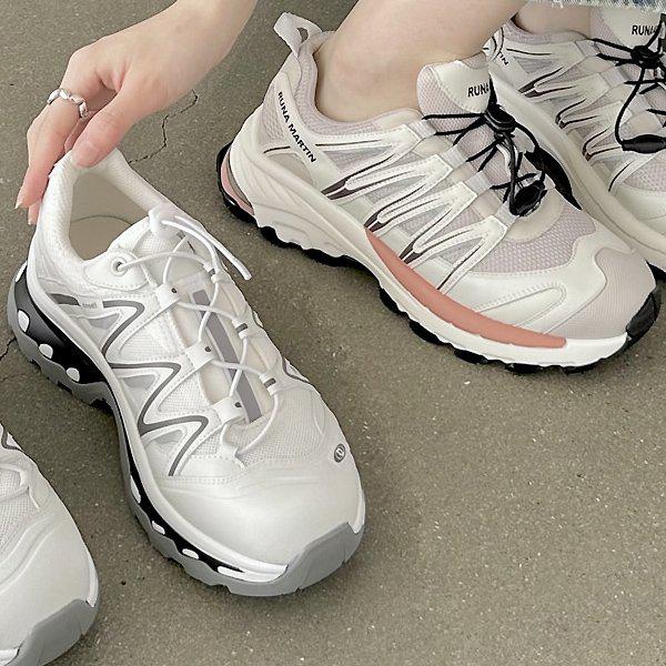 牛革コンビメッシュ 女性 レディース スリッポン スニーカー 3cm rumt176 1_P348084697