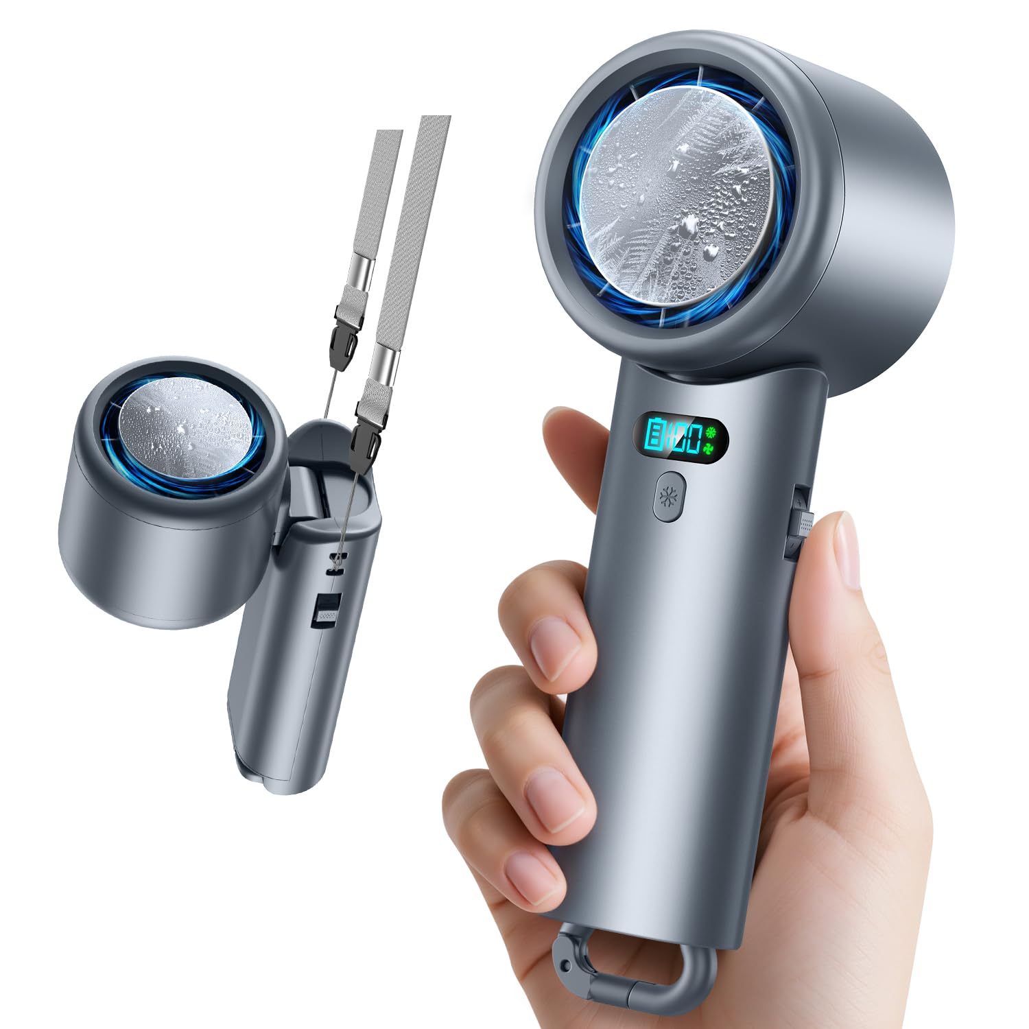 携帯扇風機 超高速暴風 【-25℃瞬間冷却・10000mAh大容量】 ハンディファン 冷却プレート付き 100段階風力調節 手持ち/首掛け/卓上/吊り下げ4way 7枚羽根 強力 USB充電式 手持ち 4,622円