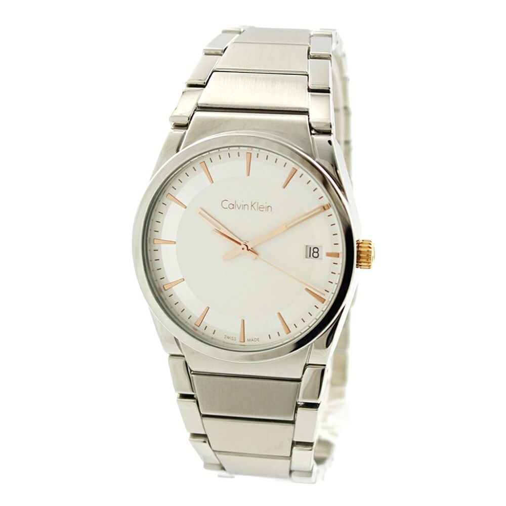 訳あり BOX無し 収納ケース付き 1本用 カルバンクライン 時計 メンズ 腕時計 手表 STEP ステップ ホワイト文字盤 シルバー ステンレス K6K31B46 誕生日プレゼント ポイント消化 10,701円