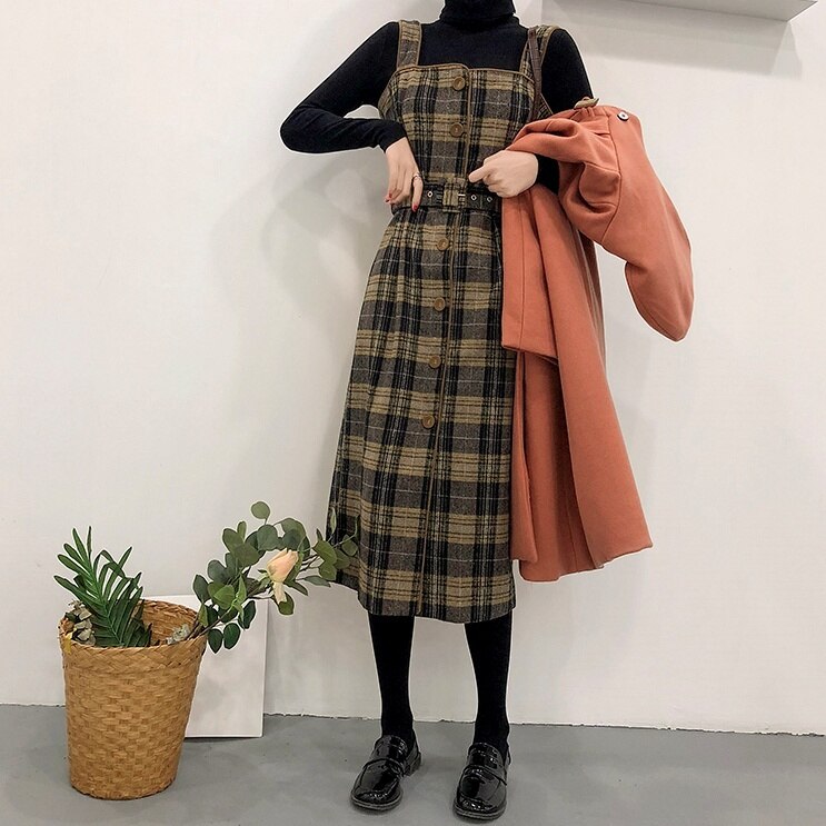レディース ワンピース チェックワンピース チェック柄 ひざ下 ひざ下ワンピース ヴィンテージ 5,881円