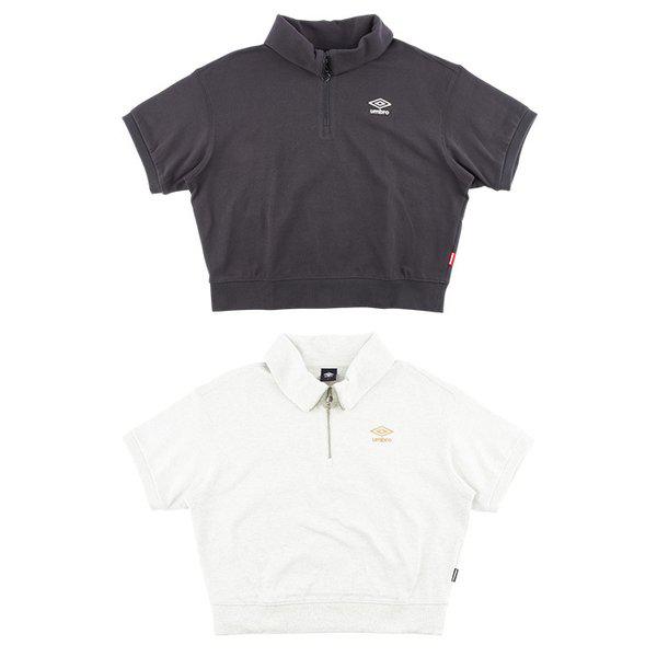 女性セミクロップドフィット半袖カラーTシャツ UQ222CFS41