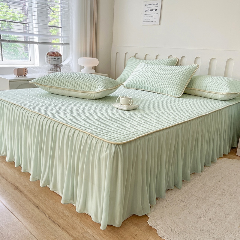 150x200cm 2点セット夏のラテックス氷糸滑り止め凉席ベッドスカート