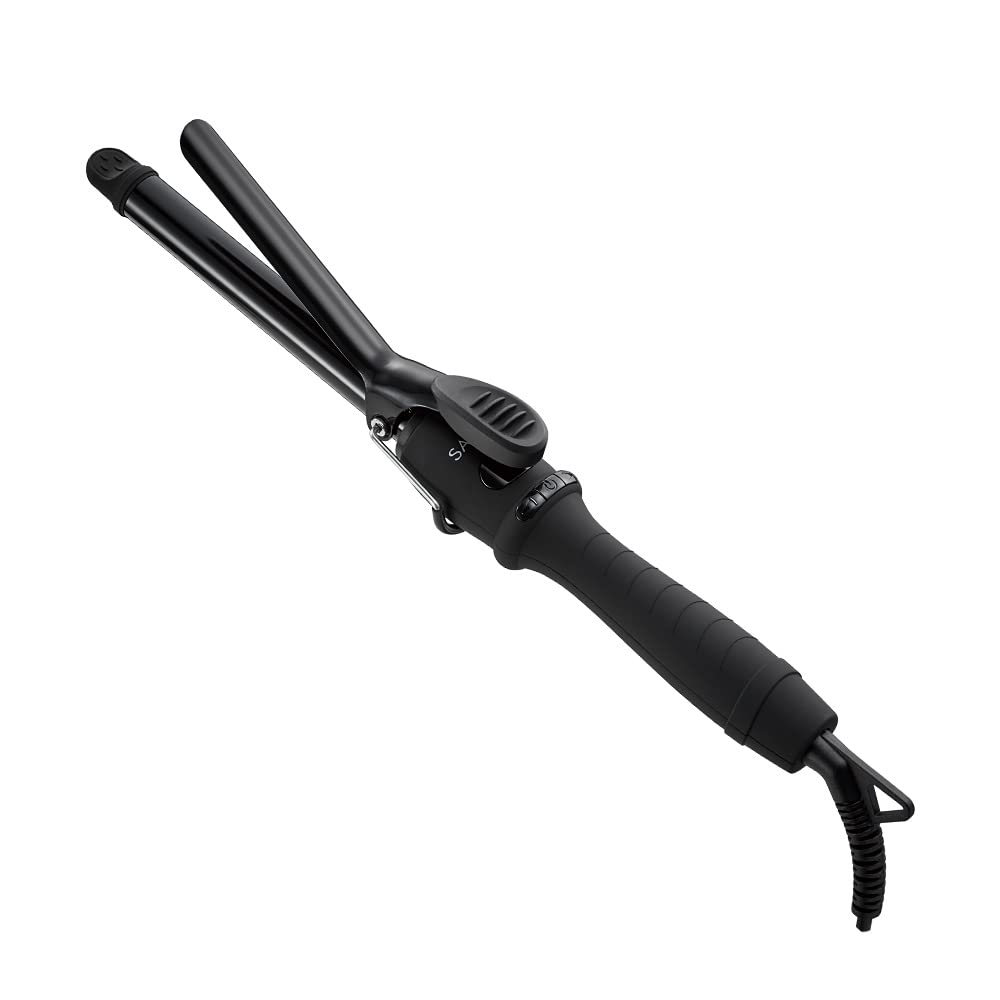 SALONIA サロニア セラミック カール ヘアアイロン コテ 19mm 海外対応 耐熱ポーチ付 SL-008AB ブラック