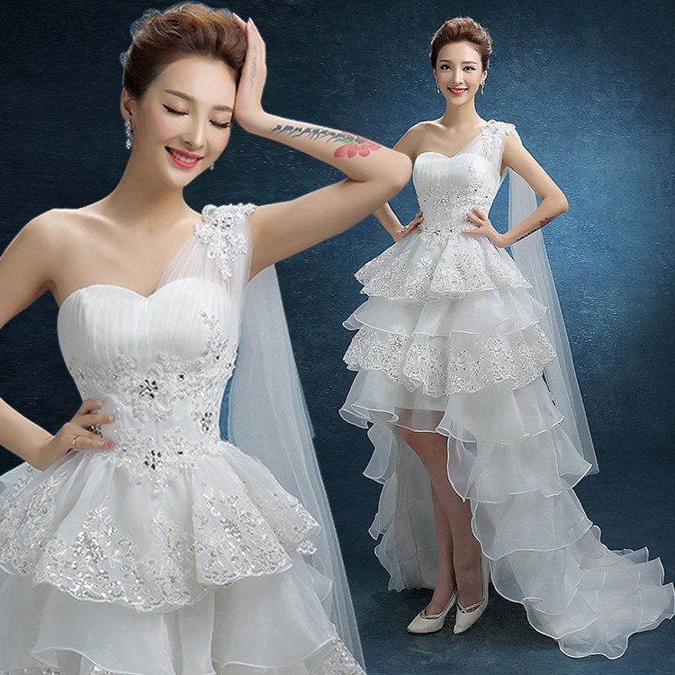 ウエディングドレス 安い トレーンドレス 前ミニ ウェディングドレス 結婚式 パーティードレス 二次