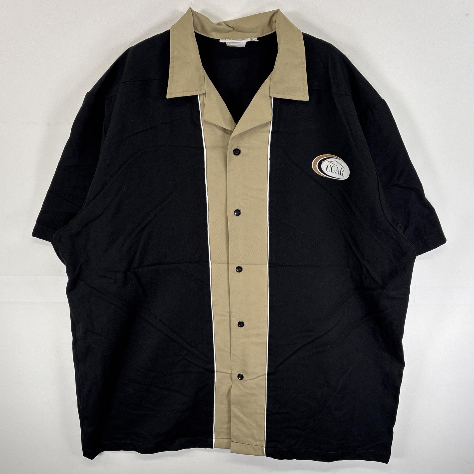 古着 クルージン 半袖シャツ ボーリングシャツ レーヨンシャツ 大きいサイズ XL ブラック系 ツートン メンズ