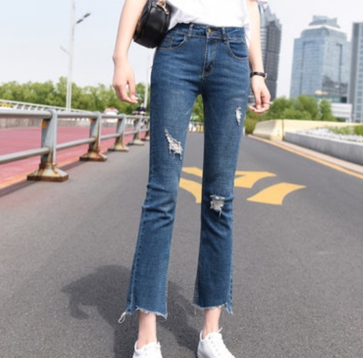 ボトムス パンツ デート かわいい 大人可愛い きれいめ シンプル カジュアル 大人 上品 おしゃれ デニム ダメージ ジーンズ スリム ボーイッシュ ネイビー カットオフ オルチャン 旅行 休日 5,151円