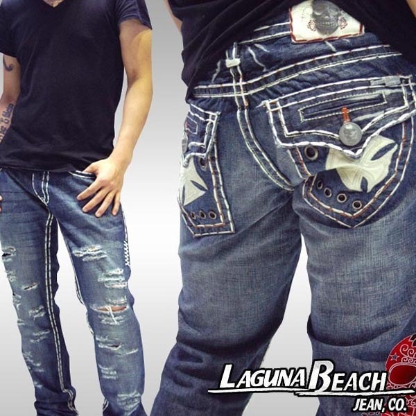 訳ありアウトレットセール ラグナビーチ メンズ ダメージ デニム ストレート LAGUNA BEACH Newport ジーンズ パンツ ラグナ 正規 インポート セレブ ファッション ブランド