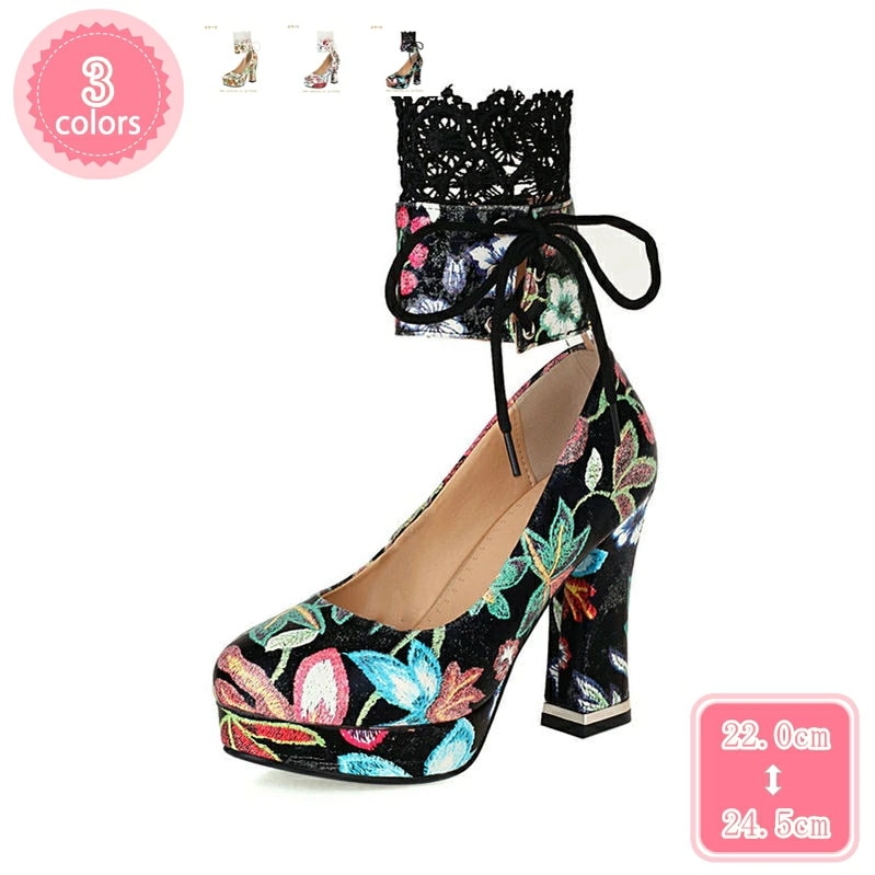 1000円OFFクーポン 疲れない パンプス 靴 レディース チャンキーヒール ハイヒール 痛くない ロリータパンプス 厚底 10.5cmヒール 脱げない 幅広 甲高 安定 結婚式 前厚 パンプス 歩