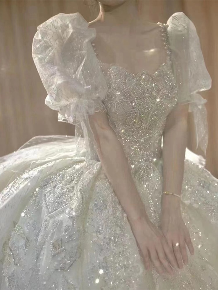 プリンセスウェディングドレス2025花嫁メインドレスはゲストを迎えるために外出する軽いウェディングドレスプチハイエンドテクスチャ