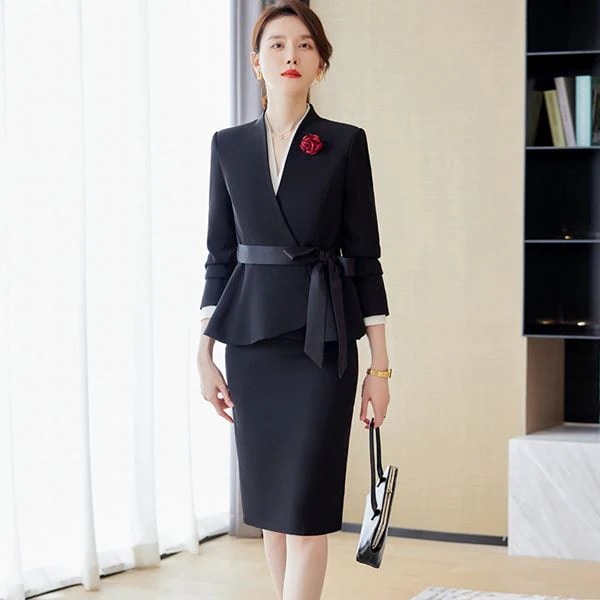 【期間限定】スーツ セットアップ スカートスーツ ジャケット スカート スカートセット レディーススーツ 結婚式 パーティー OL 卒業式 入学式 ビジネス インスタ 撮影 ウエストリボン使いジ 6,438円