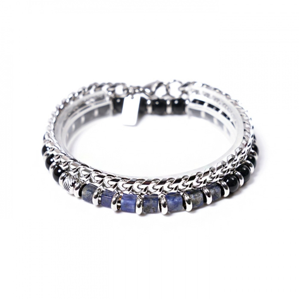 JBANS クラシックソフトラウンド 6 キューブストーン 590 サージカルブレスレットセット (C2001-SE139_BK)