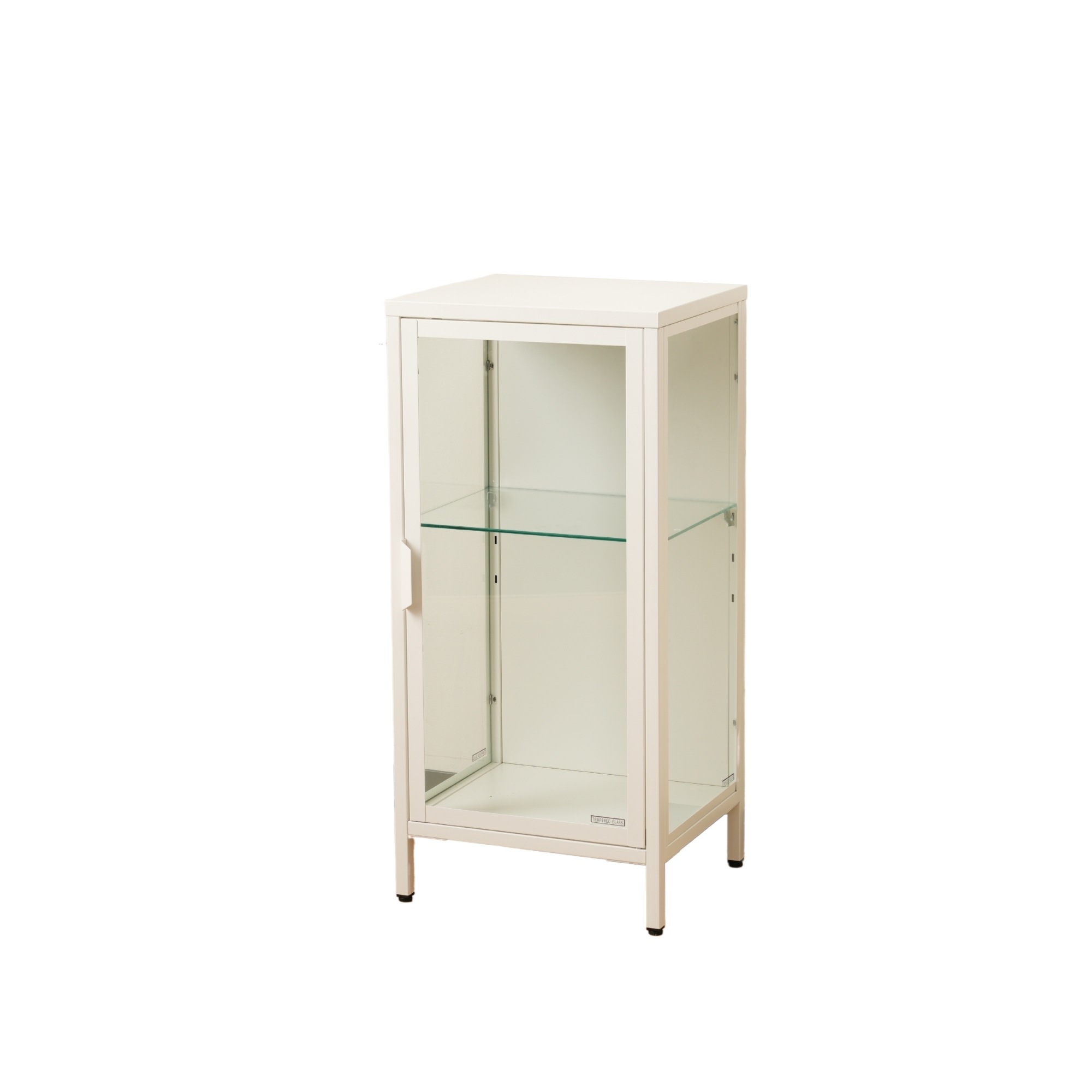 コレクションケース コレクションシェルフ ガラスディスプレイキャビネット おしゃれ 棚高さ調節可能 強化ガラス サイズ：幅40*奥行35*高さ86CM ホワイトGG5767 White Glass+G