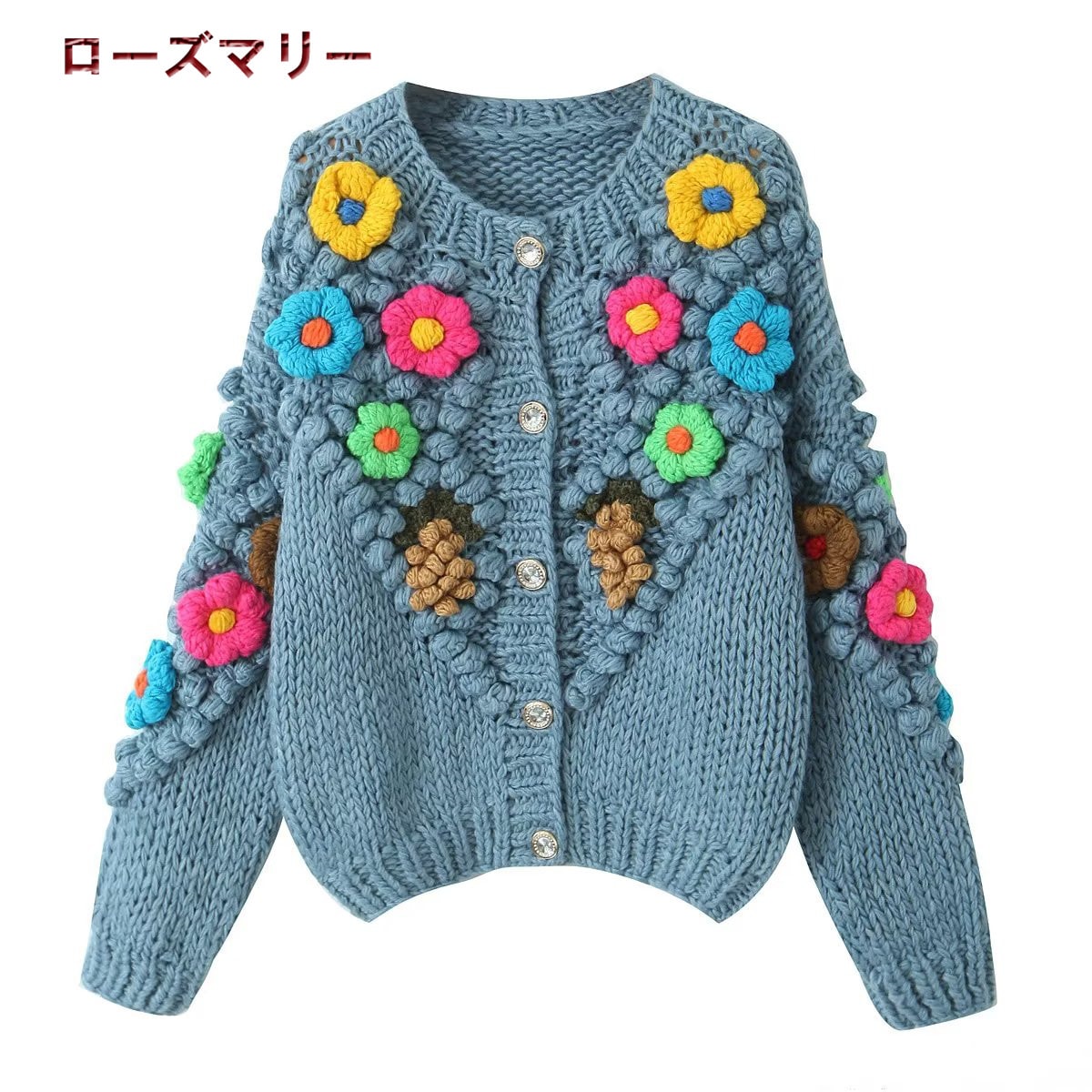 欧米風2023.10.07 秋冬 新作 レトロな花の手作りセーターコート長袖上着 スイート 花柄ニットカーディガン セーターコート 2310145