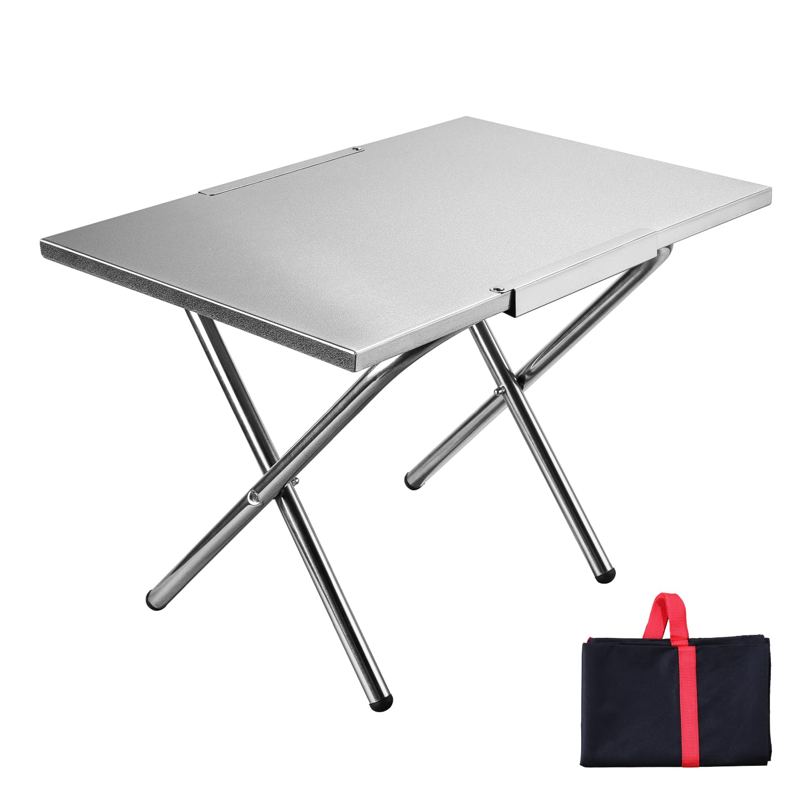 MYCARBONアウトドアテーブル キャンプテーブル 焚き火テーブル ステンレス製 折折りたたみ 耐荷重50kg 専用収納袋付き キャンプ バーベキュー アウトドア用 シルバー