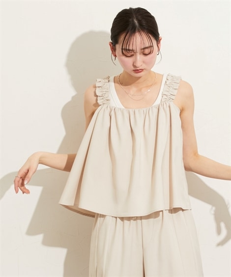 その他パンツ フリルデザインキャミセットアップ