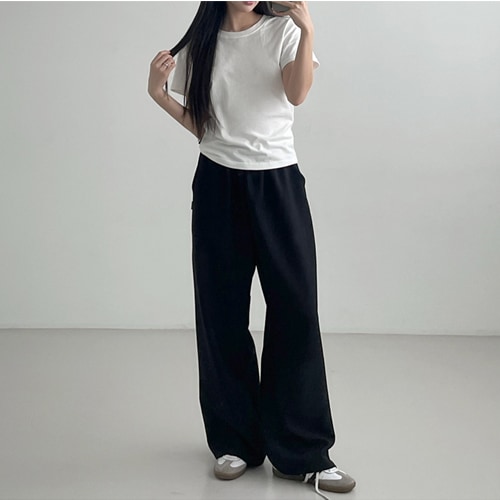 ワイド TR バンディング スラックス 2色/MUAH Wide TR banding slacks/ファッション/韓国スタイル