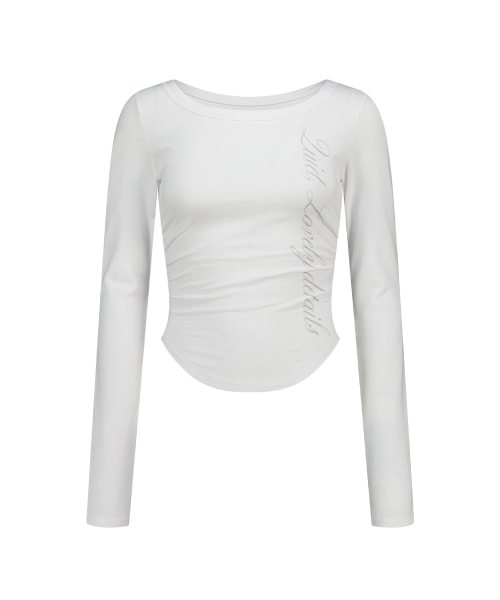 【ILLIGO】 LETTERING SLIM SHIRRING LONG SLEEVE WHITE 正規品