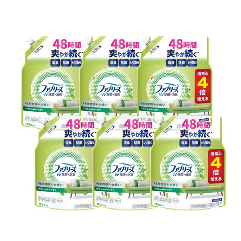 P＆G　(ケース販売)ファブリーズ W除菌 ほのかな緑茶の香りつめかえ用4回分 1280mL×6