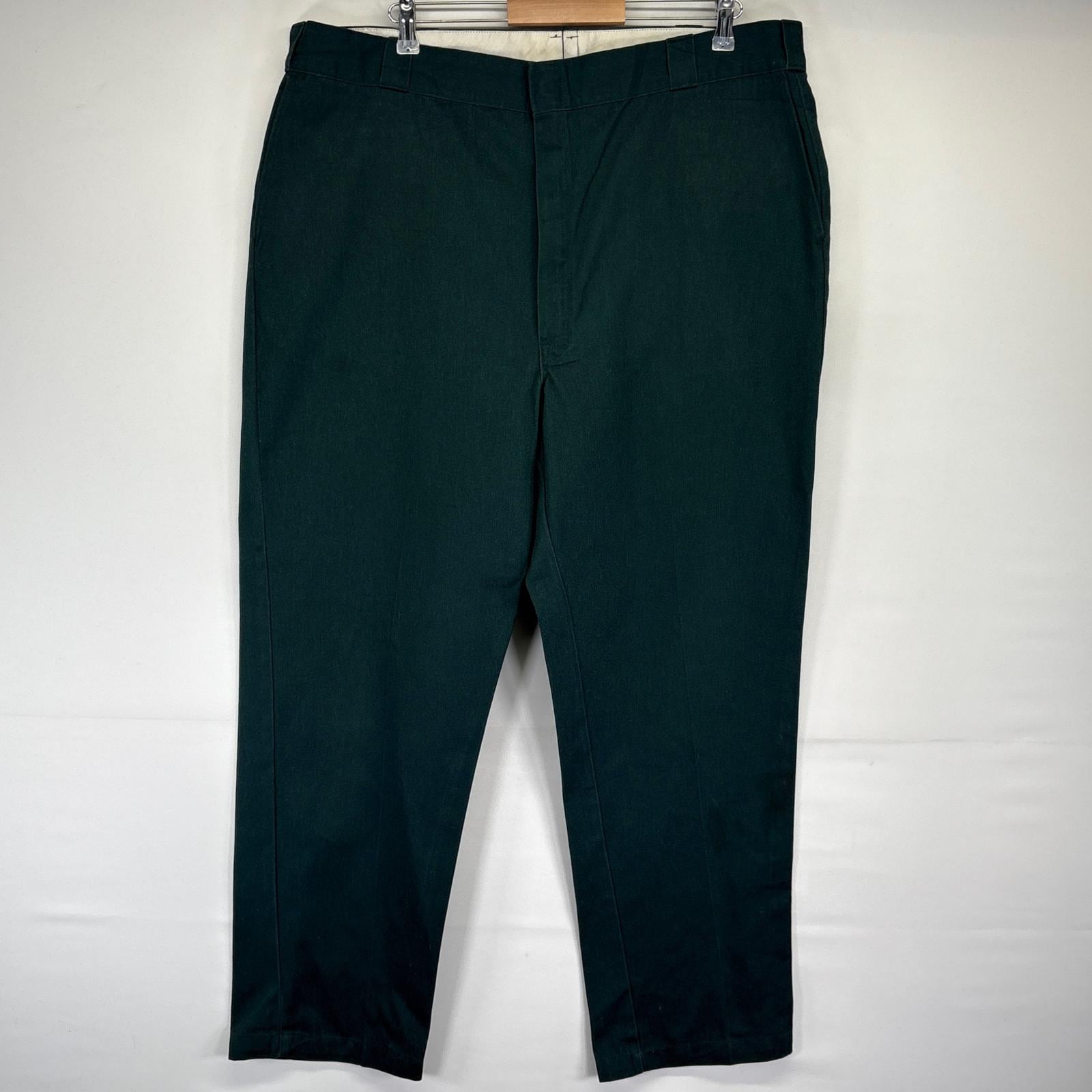 古着 USA製 ワークパンツ チノパン 大きいサイズ カラーパンツ ワンポイントロゴ w44 L32 グリーン メンズ