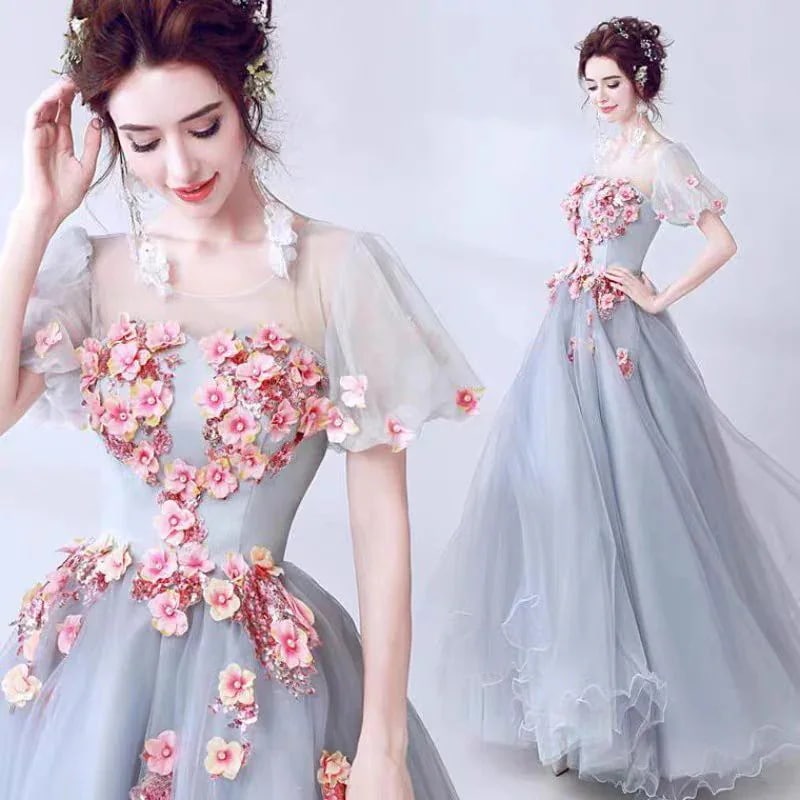 イブニングドレス 結婚式 お揃いドレス ウェディングドレス ゲストドレス ステージ衣装 マキシワンピース 姫系 ブライダル 編み上げ