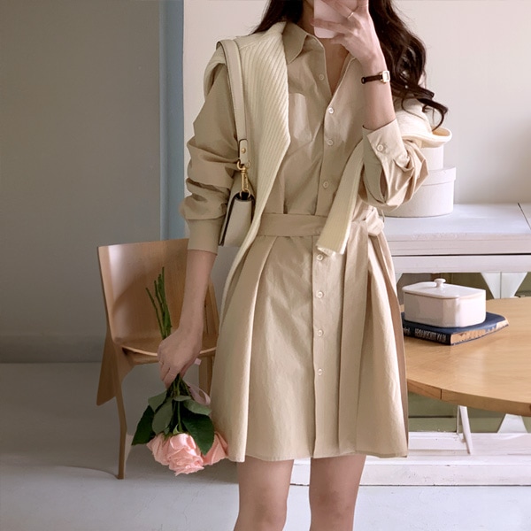 ストラップシャツワンピース op15637