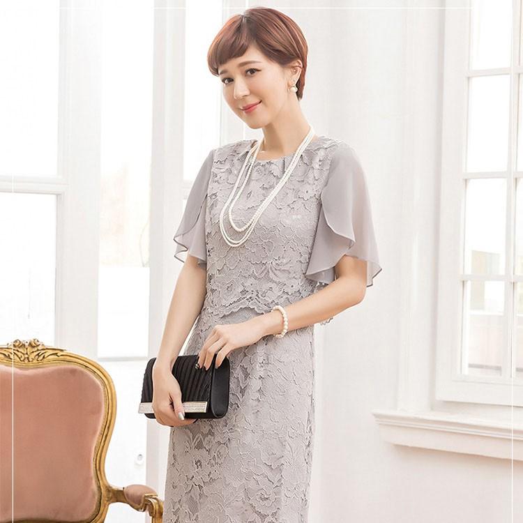 パーティードレス ワンピース 袖あり 結婚式 フォーマル ワンピース フォーマルドレス 膝丈 半袖 お呼ばれ 結婚式