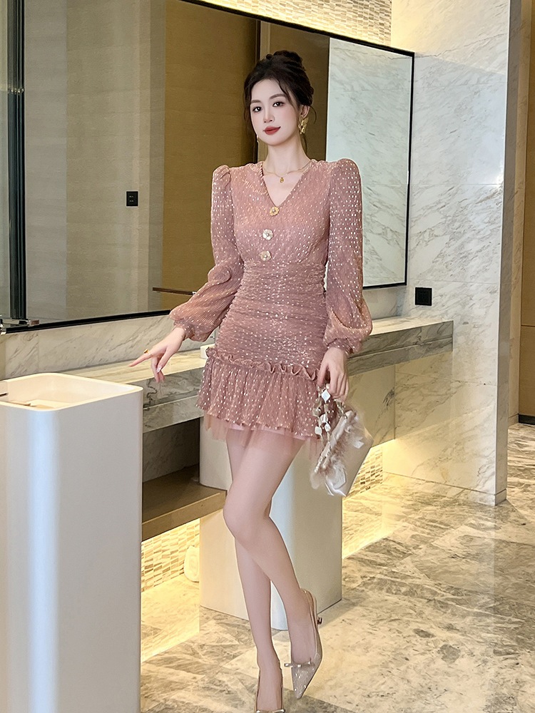 【JY.上品】 2024秋新品 ｖネック ショート レース マーメイド チュール ドレス パーティー キャバ 大人 同窓会 披露宴 卒業式 結婚式 演奏会 ウェディング 二次会 メガ割