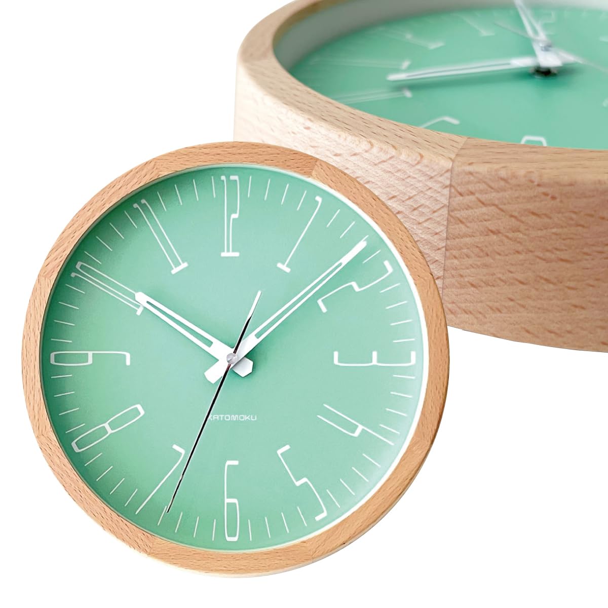 KATOMOKU muku clock 21 ライトグリーン 掛け時計 連続秒針 km-141LG Φ278mm (クォーツ時計)