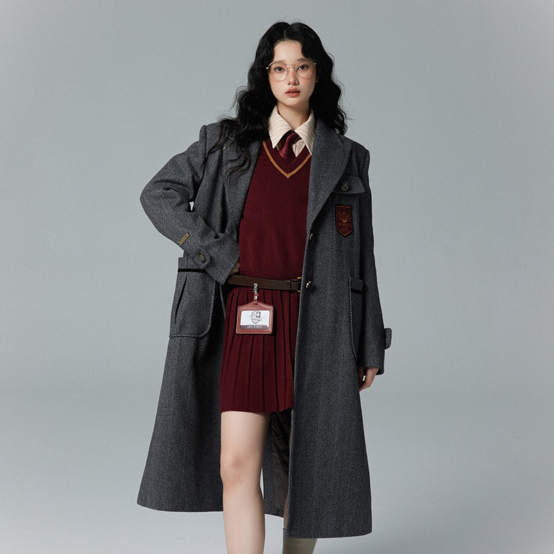 ハリーポッタージョイント風ブレザーミドル丈ルーズコート