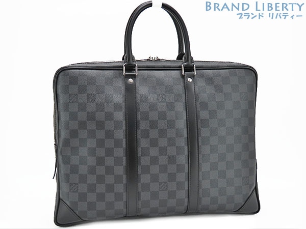 ほぼ新品ルイヴィトンダミエグラフィットポルトドキュマンヴォワヤージュPDVビジネスバッグブリーフケースブラックN41125