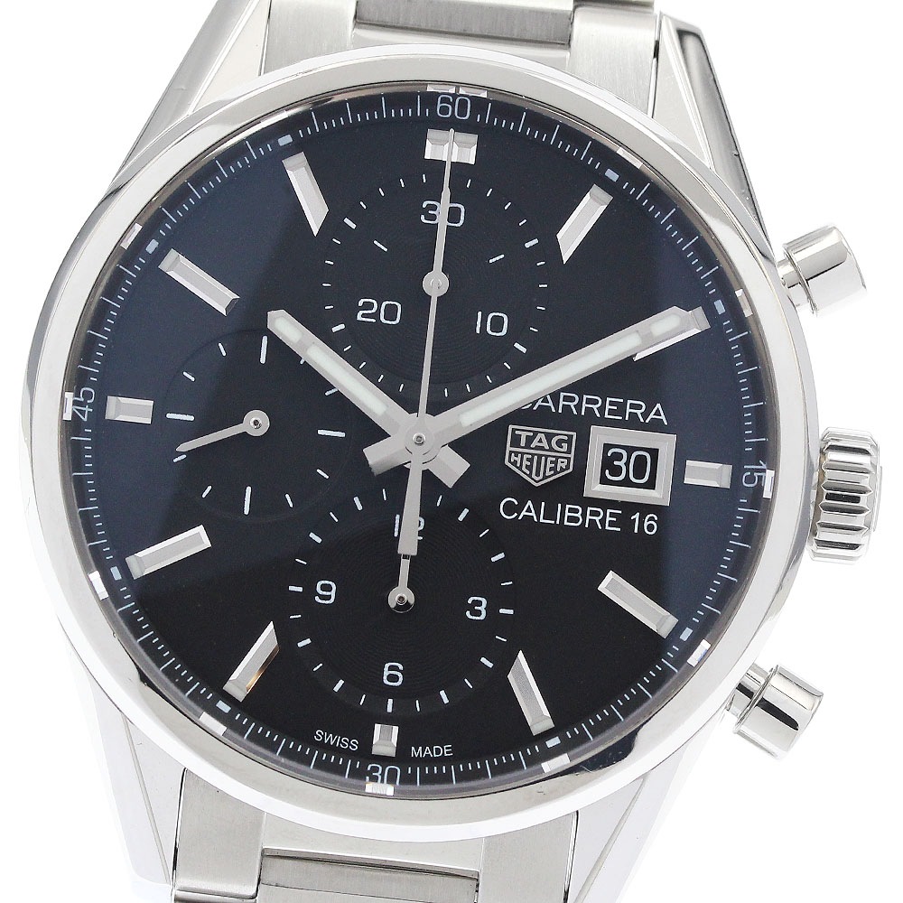 タグホイヤー TAG HEUER CBK2110 カレラ キャリバー16 クロノグラフ デイト 自動巻き メンズ 良品 保証書付き_923343【中古】