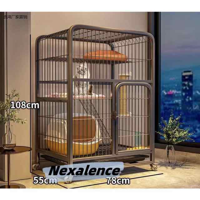 2023新品 猫用ケージ 大型 多頭飼い 組立簡単 折り畳み式 掃除しやすいネコ用ゲージ コンパクト高さ 錆びない キャットハウス