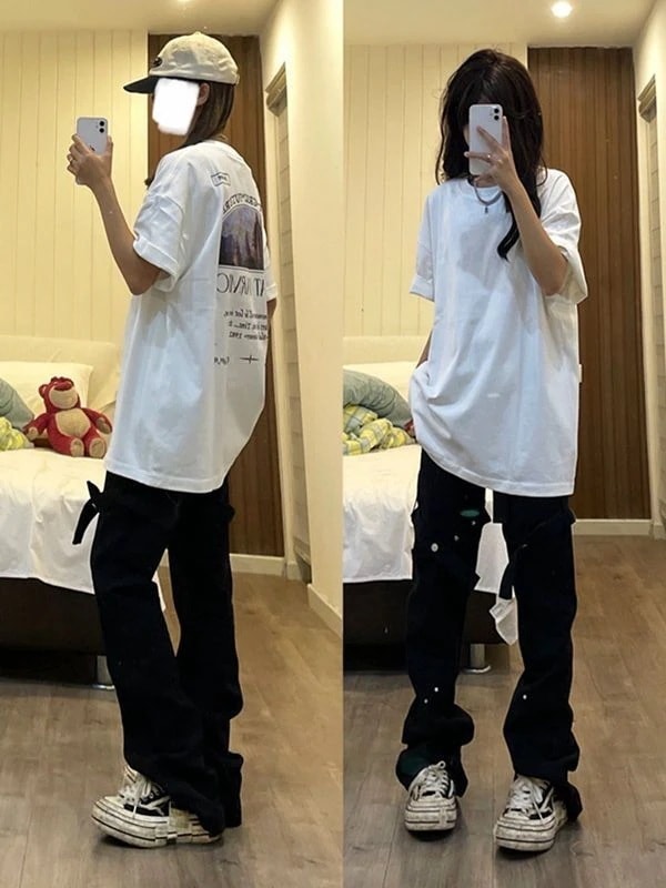 デニムパンツ 人気スラックスパンツヨーロピアン&アメリカンスタイル ハイストリートバイブスタイル ストラップデニムパンツ レディース イントレンディデザイン ブラック マイクロフレア ス