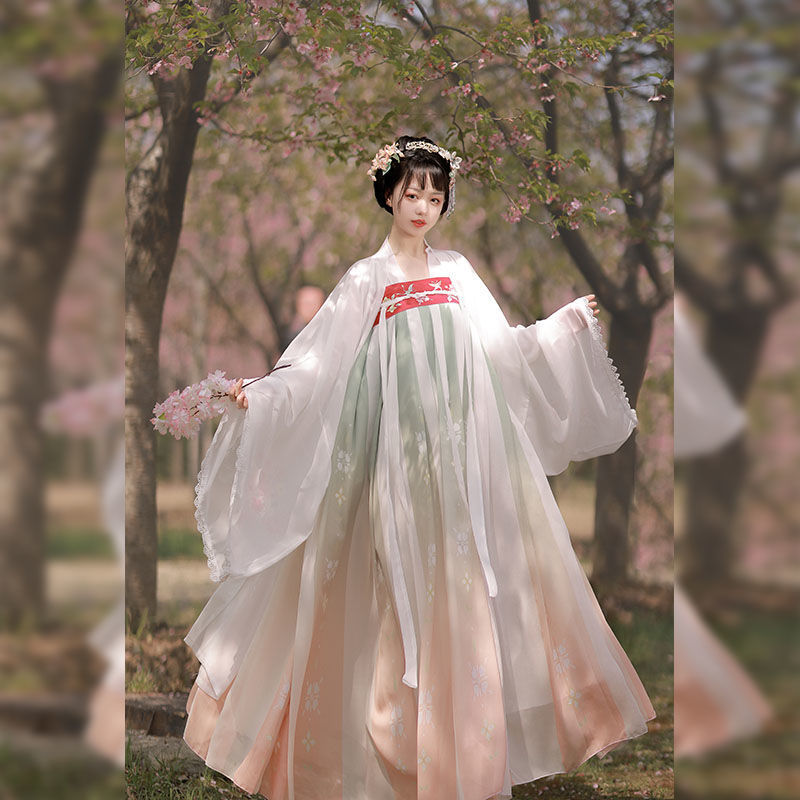 Tsing YiHuashang胸丈のスカート大人の漢服2023年の新しい大きな袖のシャツの刺繍春と夏学生は毎日着ることができます