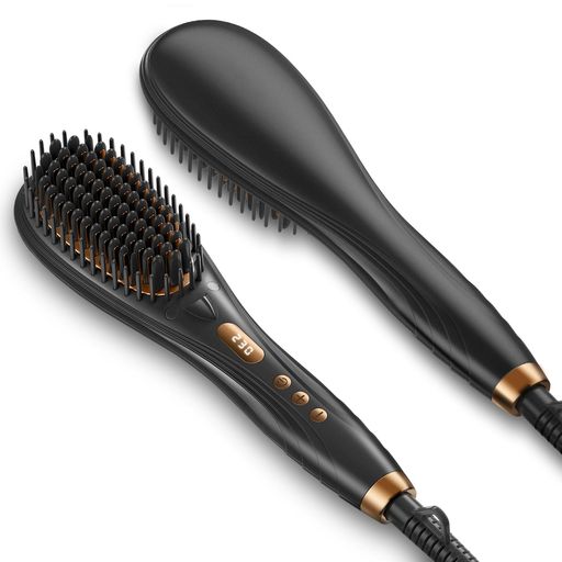 ストレートブラシ ブラシアイロン ヒートブラシ 【マイナスイオン発生可 急速加熱】 ヘアアイロン 16種温度調節 MAX230C ヘアブラシアイロン 持ち運び便利 LEDディスプレイ 360角度回転ケ