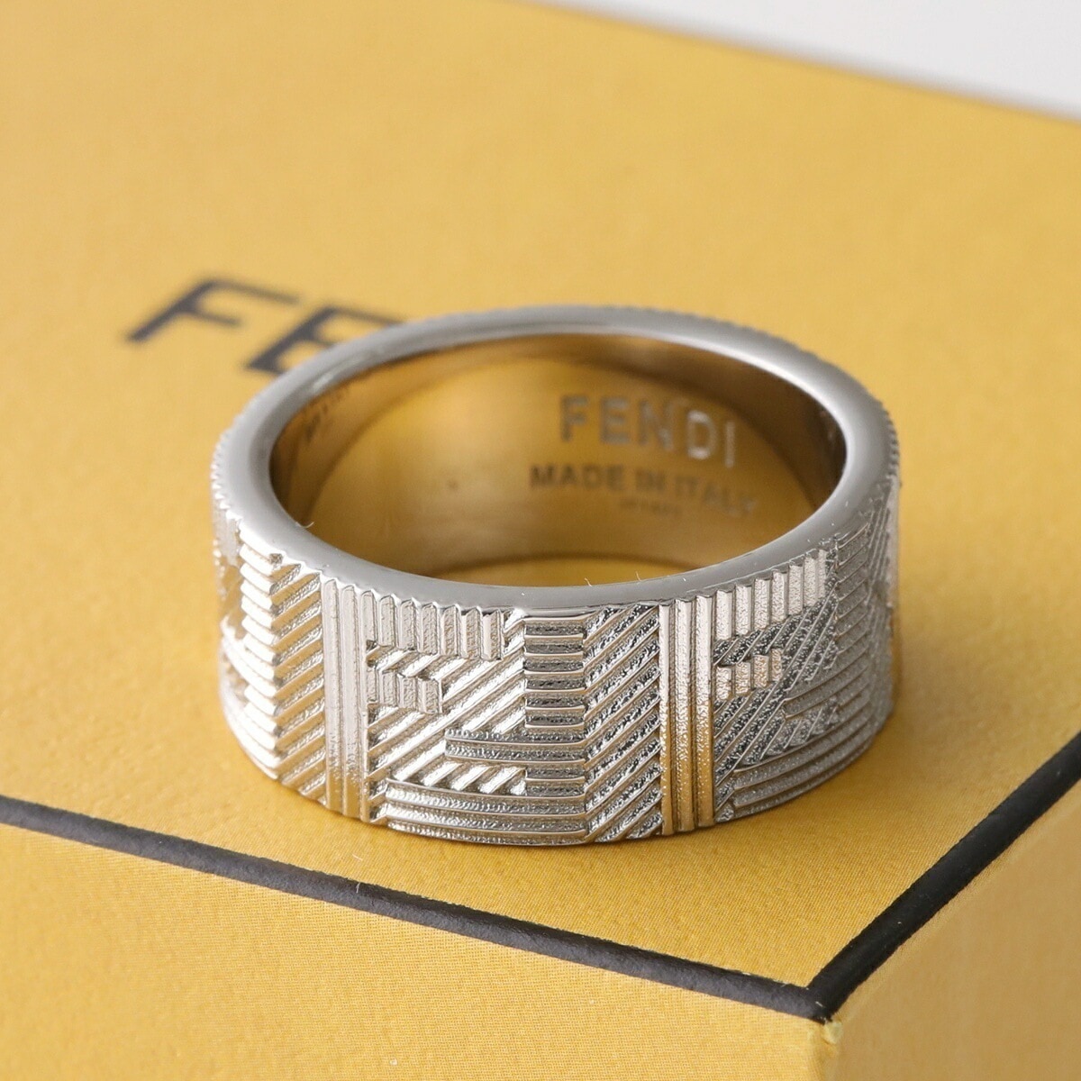 FENDI フェンディ リング 7AJ762 B08 メンズ シャドー FFロゴ 指輪 アクセサリー F0TH0/PALLADIUM