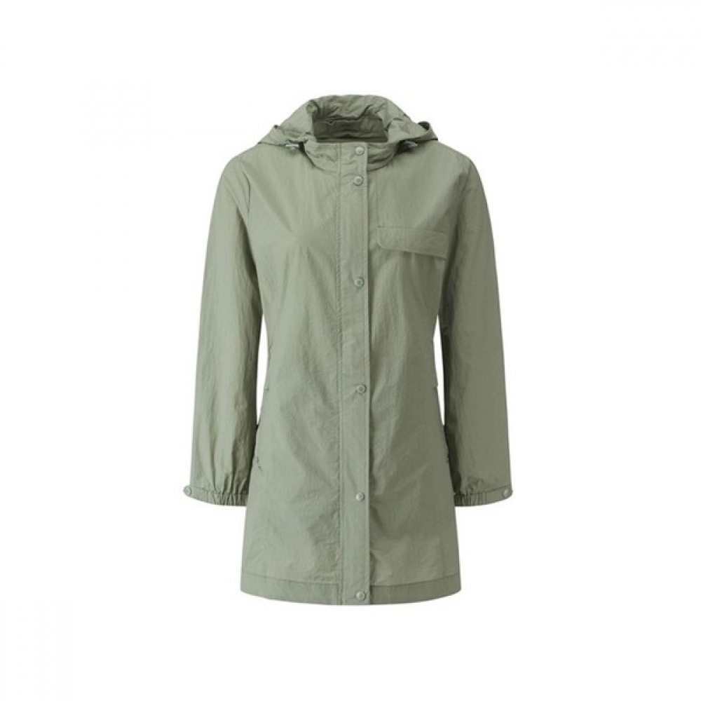 [クロコダイルレディ] カーキフード付きロゴプリントサファリナイトジャンパーCLBMJP203