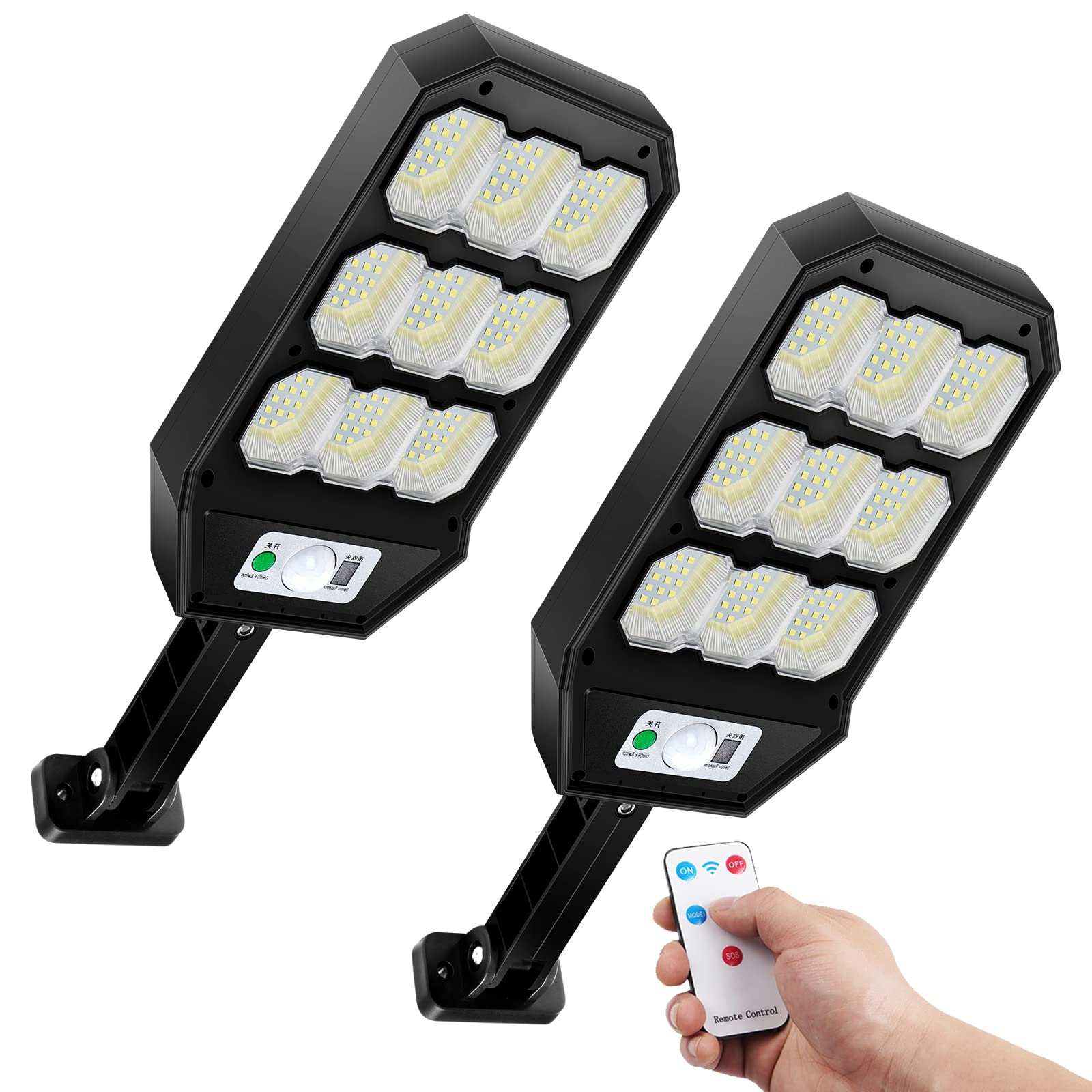 【279 COB LED】 ソーラーライト 街灯 センサーライト 屋外 2個セット リモコン付き IP65防水 人感センサー モーション検知 3つ知能点灯モード 自動点灯消灯 太陽 58929