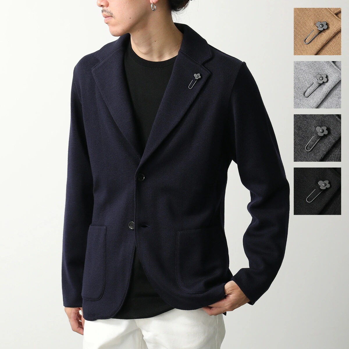 LARDINI ラルディーニ ニットジャケット CNCLJM56 CN65000 メンズ カーディガン シングルブレスト サイドベンツ ラペルピン 2B カラー5色