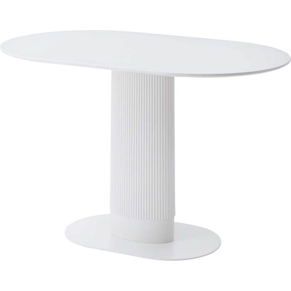 ダイニングテーブル PT-998WH 角丸 シンプル コンパクト スリム 食卓 机 テーブル デスク カフェ 1本脚 オーバル型 ホワイト 白 クラシック インダストリアル ストライプ 船底天板 丸角