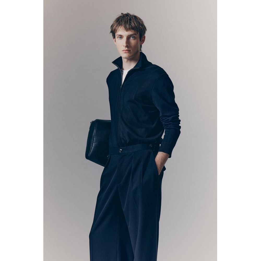 H&M スリムフィットジップアップカーディガンブラック