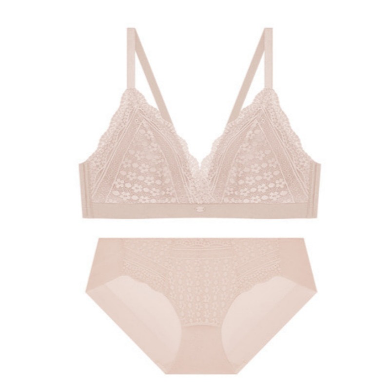 コンフォート バンド レース ブラレット パンツ セット - ライトピンク M 100