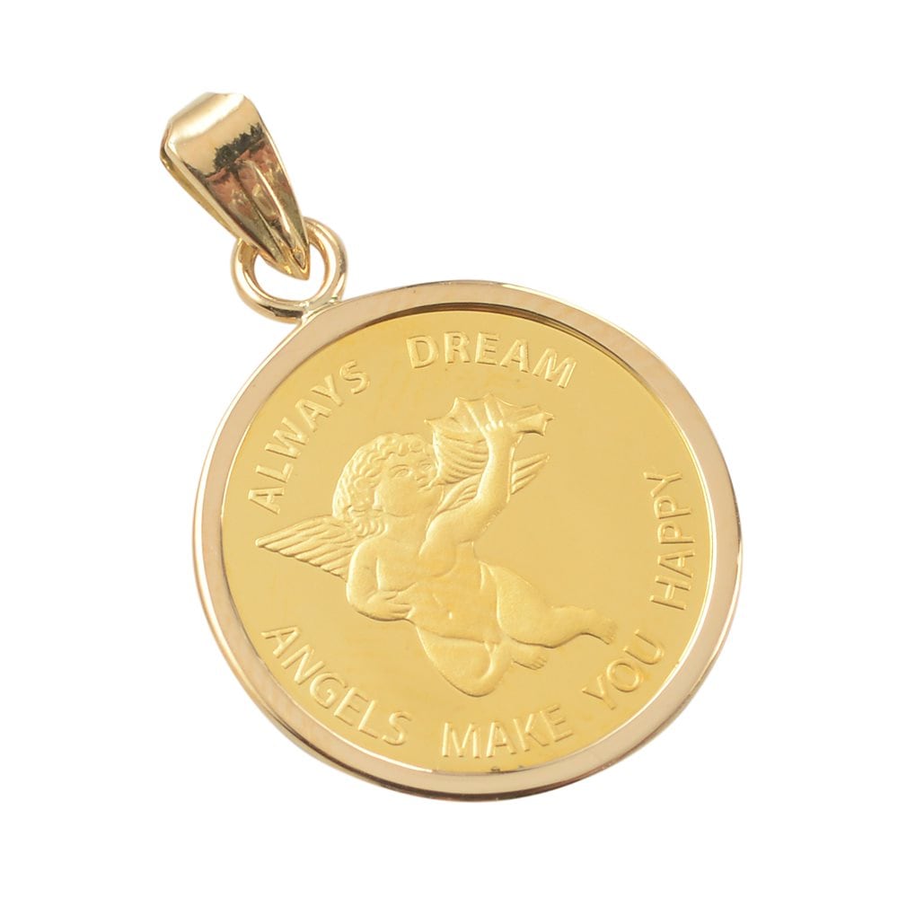 エンジェル 純金 K24 コイン 1/25oz 金貨 ペンダントップ シンプル K18 枠 新品 送
