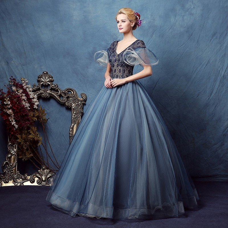 カラードレス ロングドレス 演奏会 コンサート パーティードレス ウェディング 二次会 プリンセス 結婚式 ステージ衣装 大きいサイズ ブルー