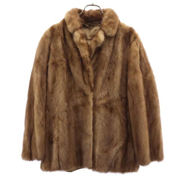 サガミンク 長袖 ミンクファー 毛皮コート 15 ブラウン SAGA MINK レザー ハーフコート レディース