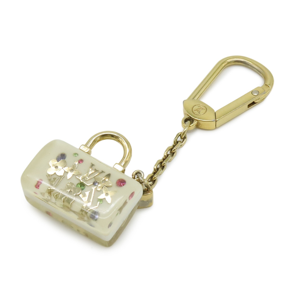 ポルトクレ スピーディ アンクルージョン キーチャーム キーホルダー バッグチャーム ホワイト ゴールド金具 M6541