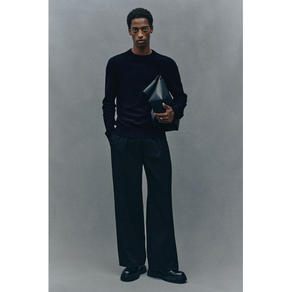 H&M レギュラーフィットカシミアジャンパーネイビーブルー