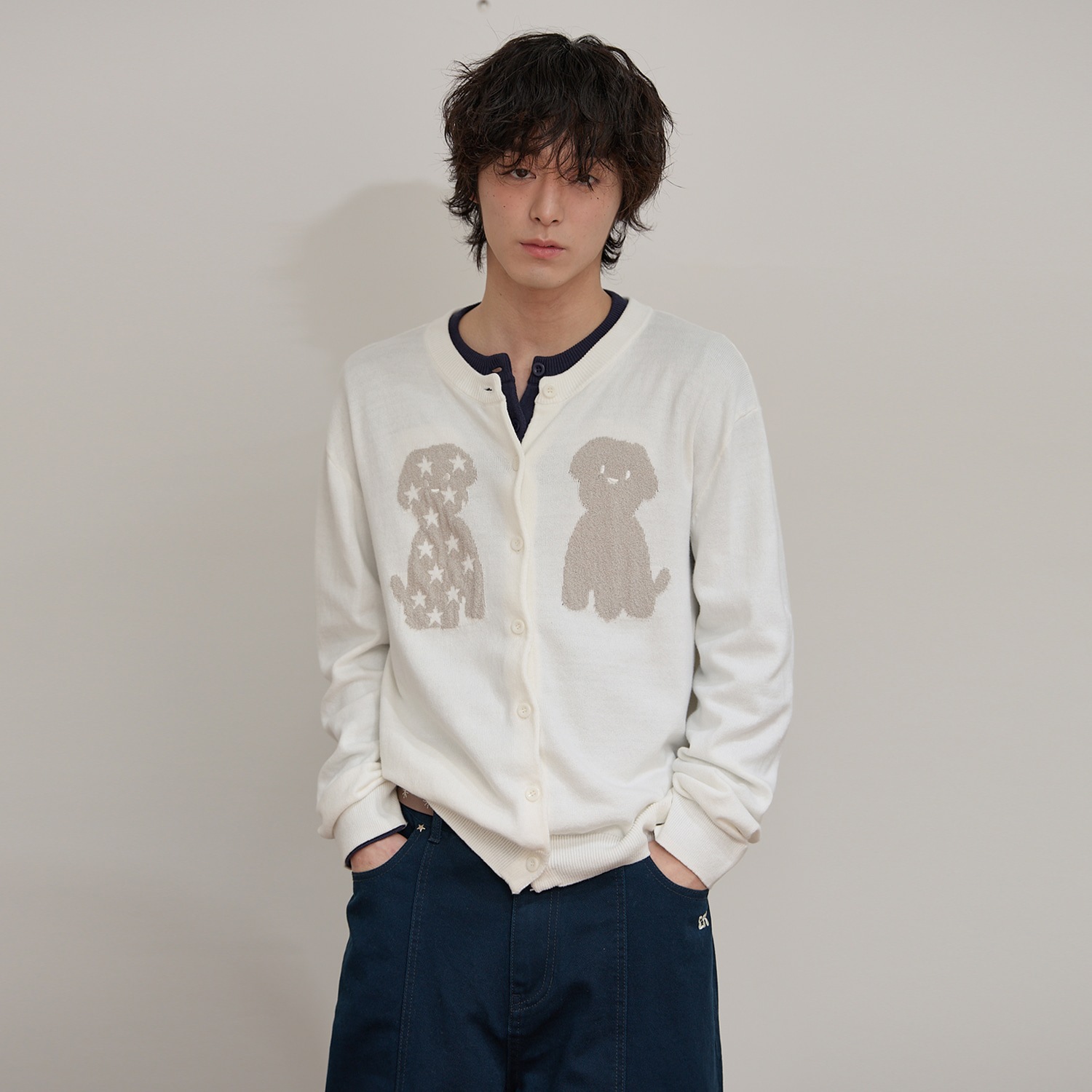 Puppy Boucle Cardigan IVORY